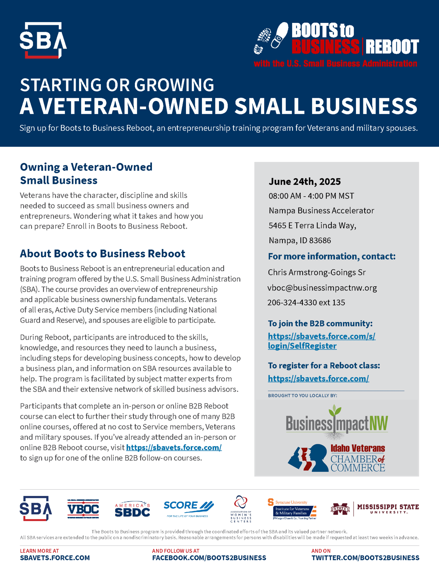 Boots to Business Reboot June 24th 2025